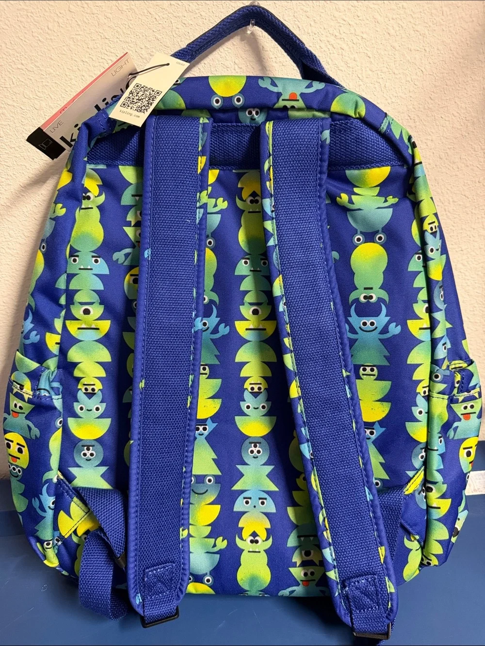 Kipling Blue Monster Print Kids Backpack